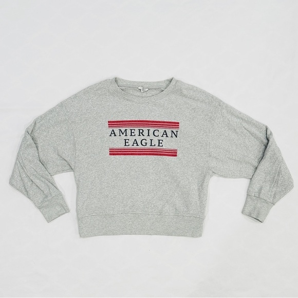 American Eagle Outfitters Grey Crewneck Logo Sweatshirt - Picture 1 of 7